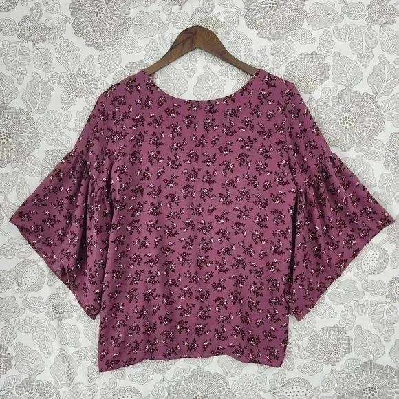 Loft Scoop Neck Flare Sleeve Women's Blouse M - Picture 1 of 7